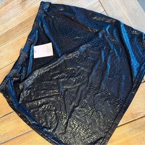 SHEIN Black Shiny Faux Croc Mini Skirt
